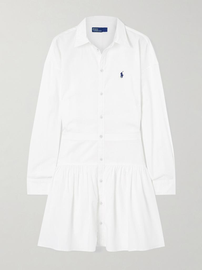 Ralph Lauren 刺绣拼接纯棉�府绸迷你衬衫式连衣裙  - US0
