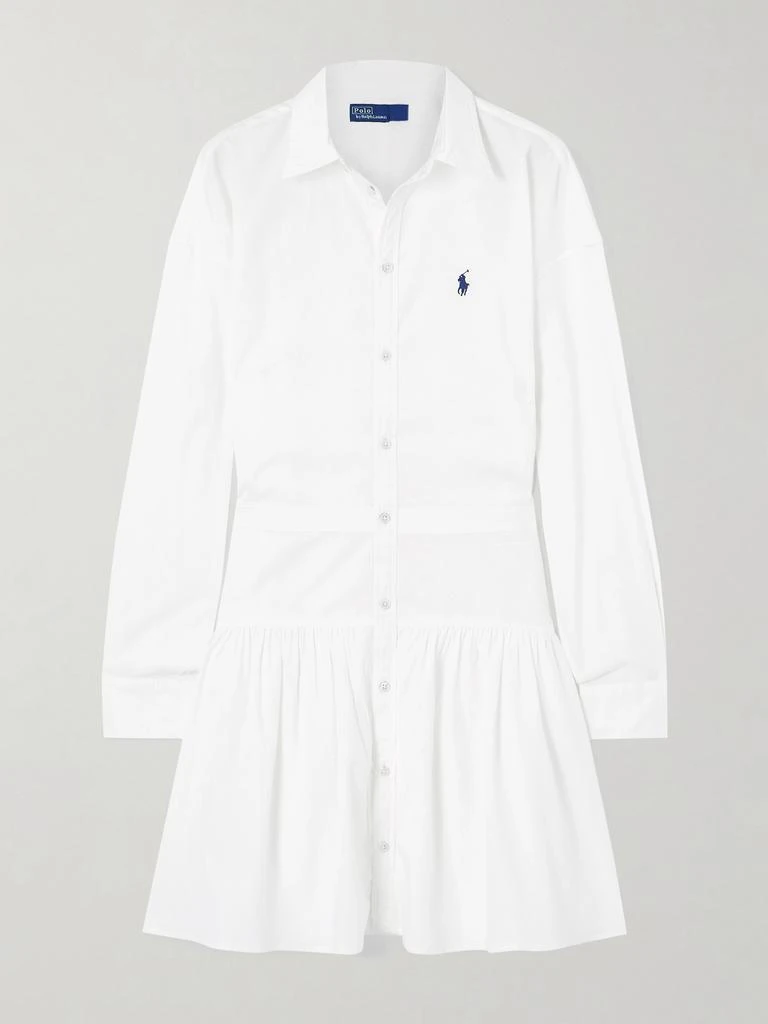 Ralph Lauren 刺绣拼接纯棉府绸迷你衬衫式连衣裙  - US0 1