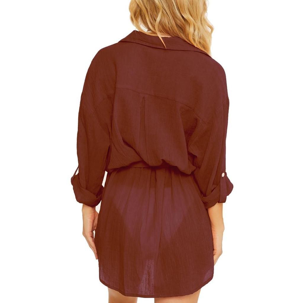 Becca Womens Gauzy Mini Shirtdress