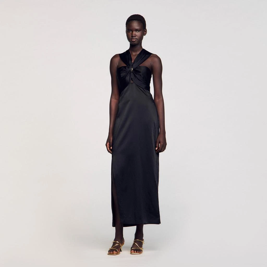 Sandro Slit satin-effect maxi dress 1