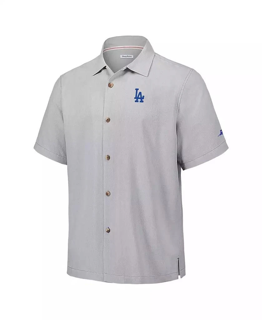 Tommy Bahama Men's Gray Los Angeles Dodgers Hit and Run Silk Camp Button-Up Shirt 2
