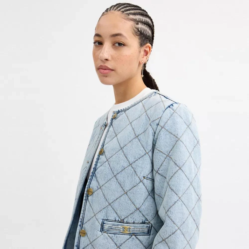 Coach Heritage C Quilted Denim Jacket In Organic Cotton 4