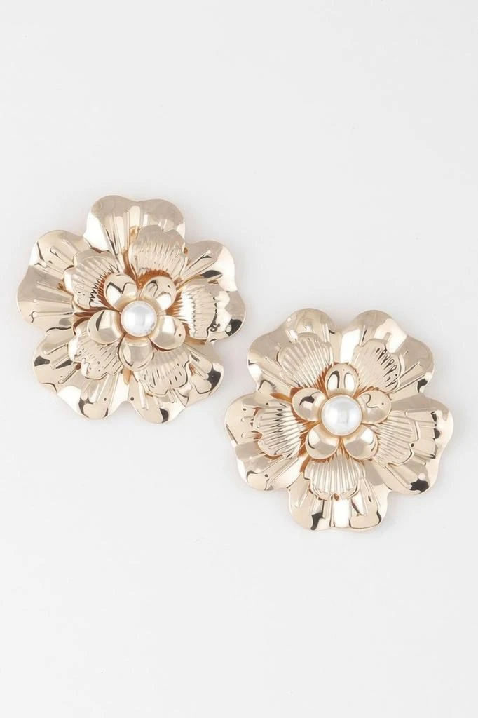 TRUEDAMES Pearl Flower Stud Earrings