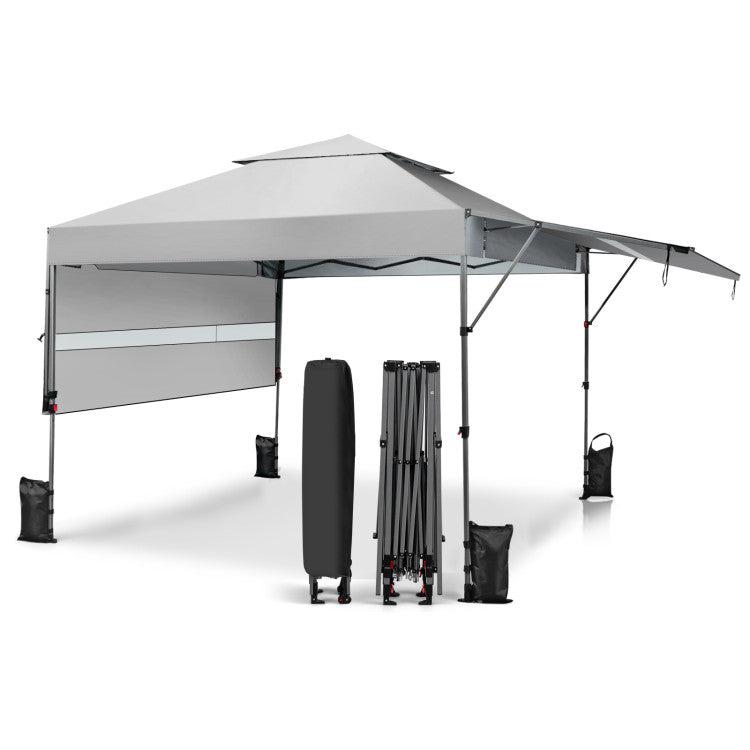 Hivvago 10 x 17.6 Feet Outdoor Instant Pop-up Canopy Tent with Dual Half Awnings-White