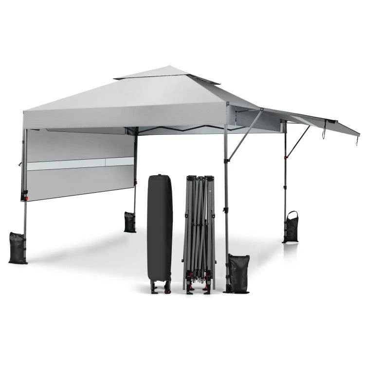 Hivvago 10 x 17.6 Feet Outdoor Instant Pop-up Canopy Tent with Dual Half Awnings-White 1