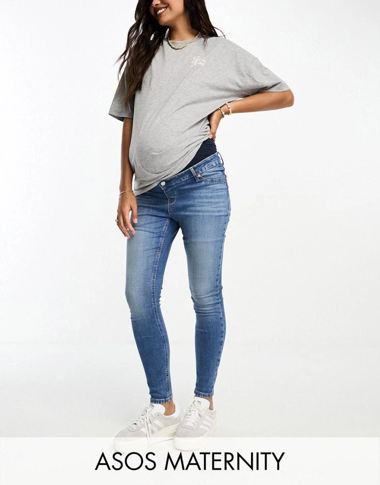 ASOS ASOS DESIGN Maternity ultimate skinny jeans with over bump in blue 1