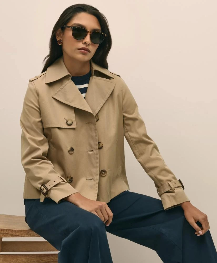 Brooks Brothers Supima® Cotton Water Repellent Cropped Trench Coat 1