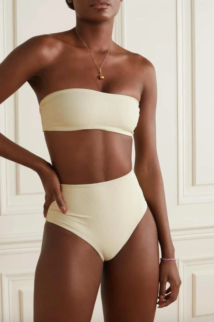 JADE Swim Women
s All Around Bandeau Top In Ribbed Ivory 2