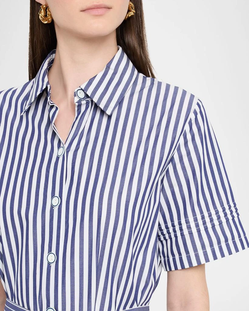Evi Grintela Melanie Flounce Striped Cotton Midi Shirtdress 5