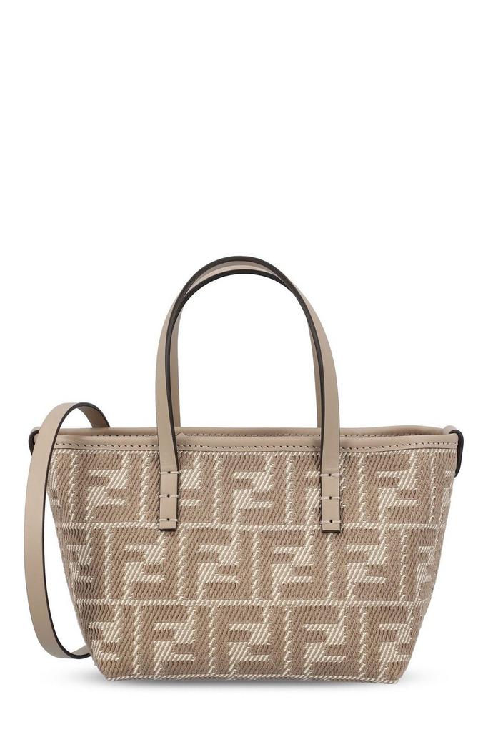 トートバッグ Fendi Roll Mini Tote Bag In Ff Jacquard And Raffia Fendi Fendi Roll FF Jacquard Small Tote Bag - Tote Bags