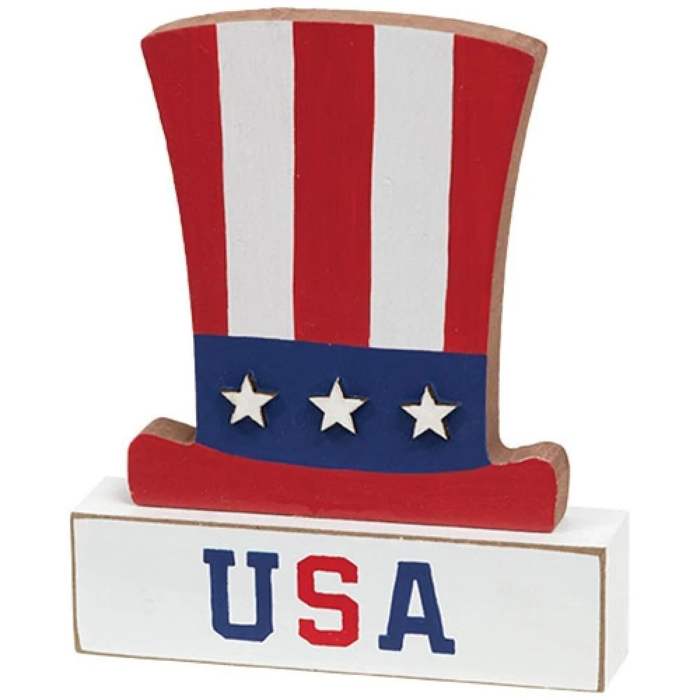 Hivvago Wooden USA Uncle Sam Hat Sitter