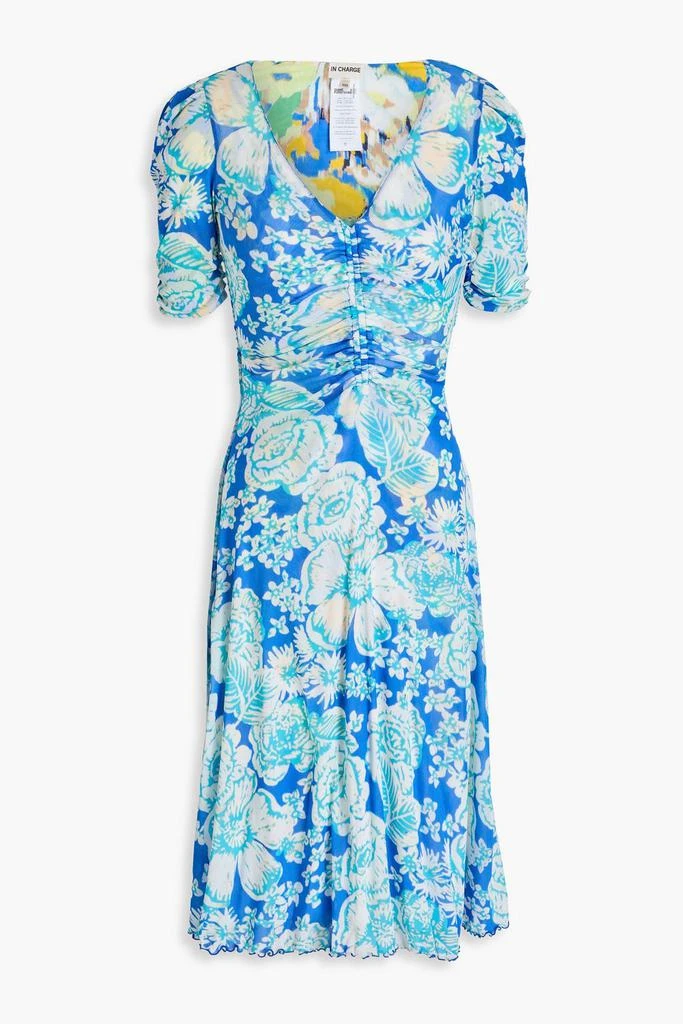 Diane von Furstenberg Koren reversible ruched floral-print mesh dress