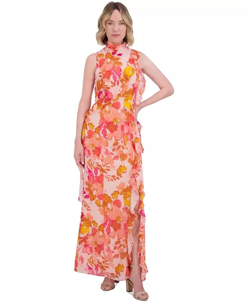 white christmas dresses Eliza J Navy & Yellow Floral Chiffon Ruffle Dress NWT- Size 2 – The Saved  Collection