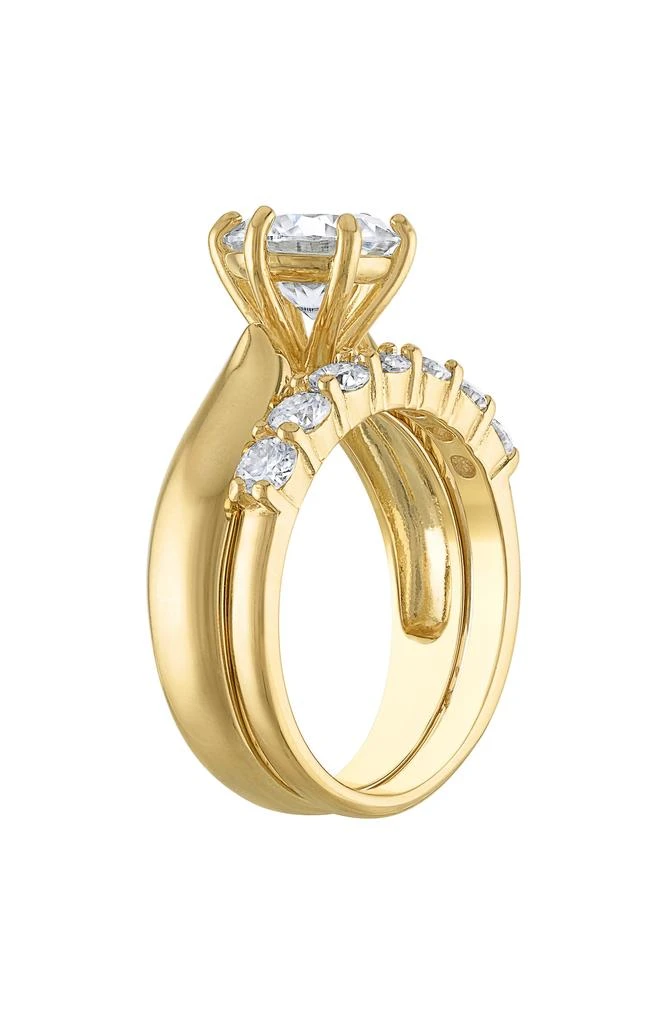 FZN 14K Gold Over Silver Created Moissanite Bridal Ring Set 2