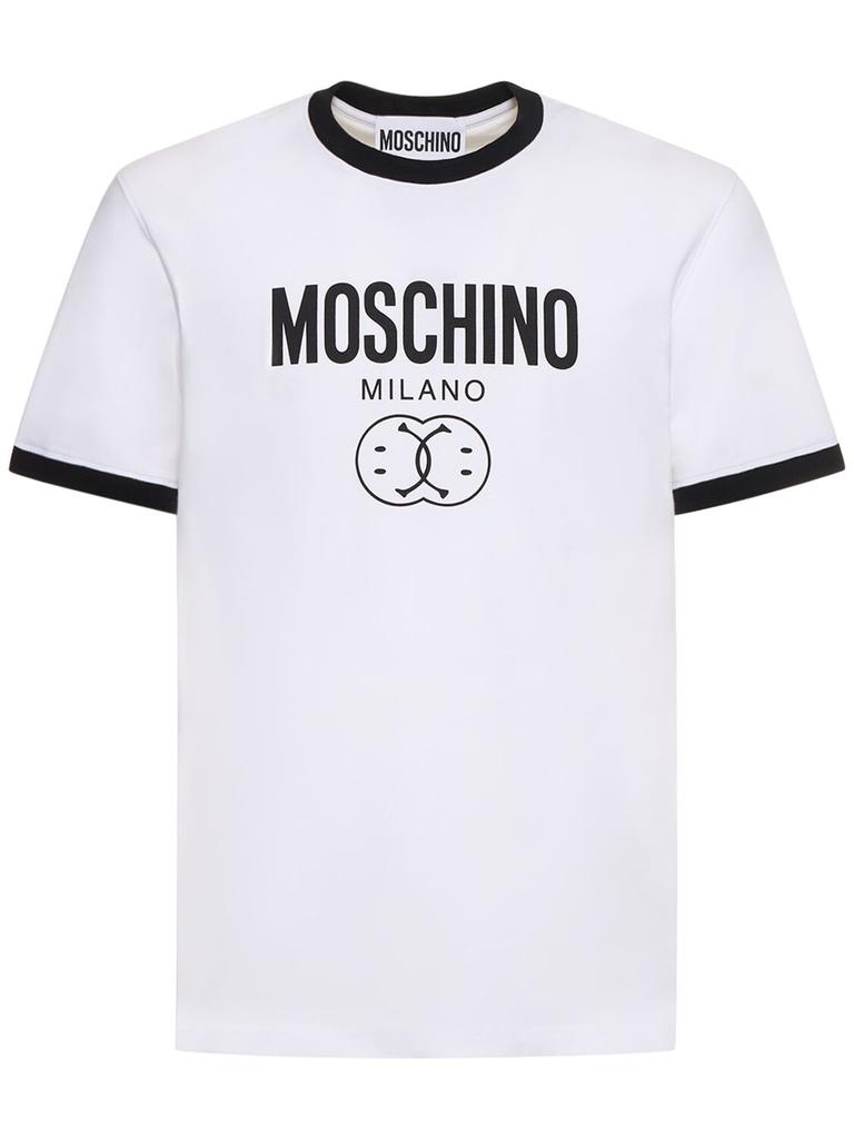 MOSCHINO Logo Print Stretch Cotton Jersey T-shirt