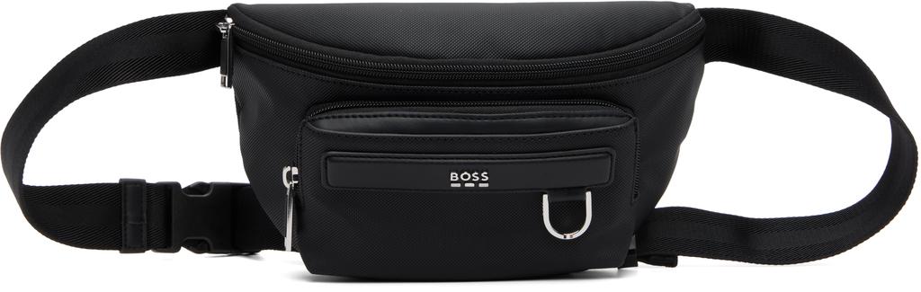 Hugo Boss Black Twill Double Flap Pocket Belt Bag - Bags