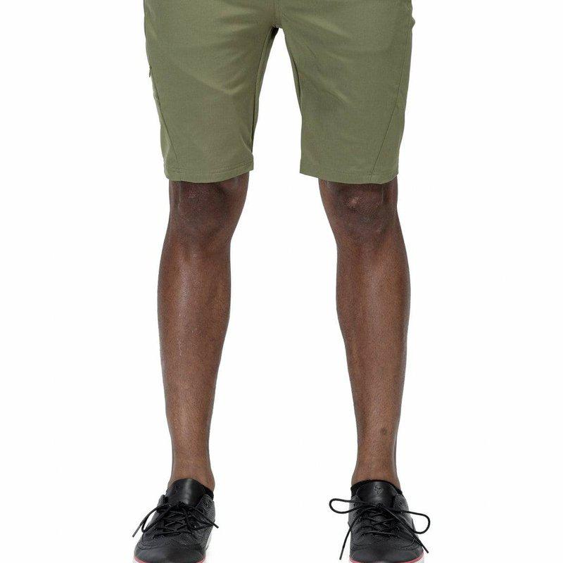 Konus Men's Asymmetrical Zipper Fly Shorts In Olive