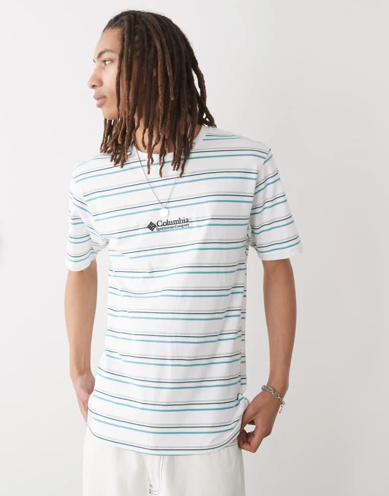 Columbia Columbia Somer Slope II striped  t-shirt in blue and white 1