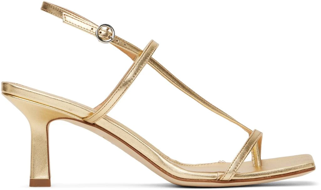 AEYDE Gold Elise Leather Toe-Post Heeled Sandals 1