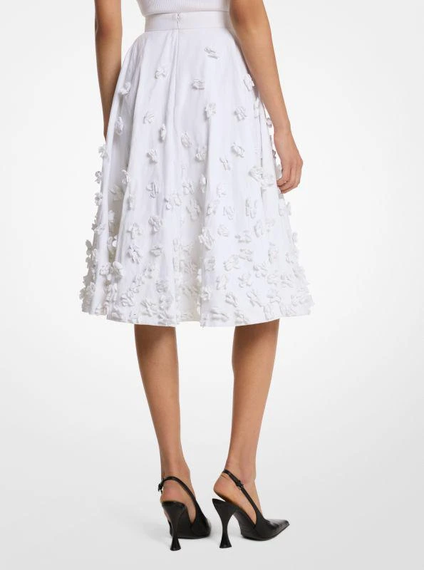 Michael Kors Hand-Embroidered Floral Crushed Cotton Gabardine Circle Skirt 2