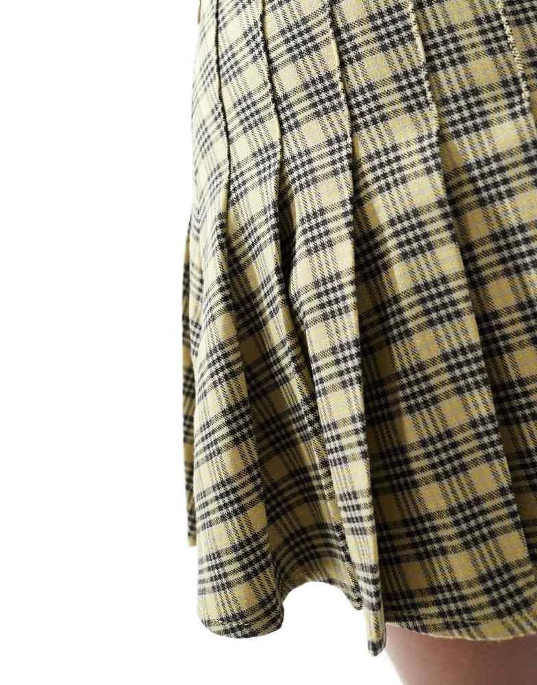 Motel Motel cida tartan mini skirt in yellow check 4