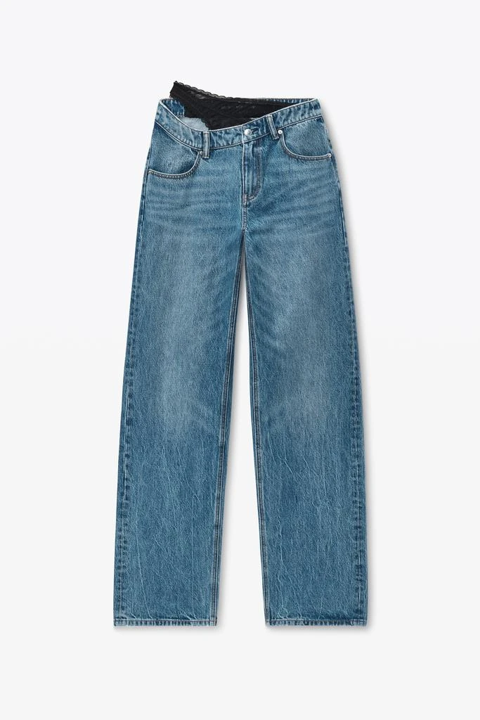 Alexander Wang Pre-Styled Denim Jeans with Asymmetrical Lace Waistband 2