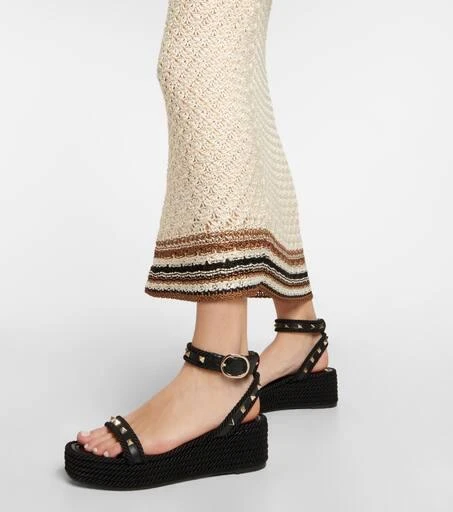 Valentino Rockstud leather espadrille wedges 4