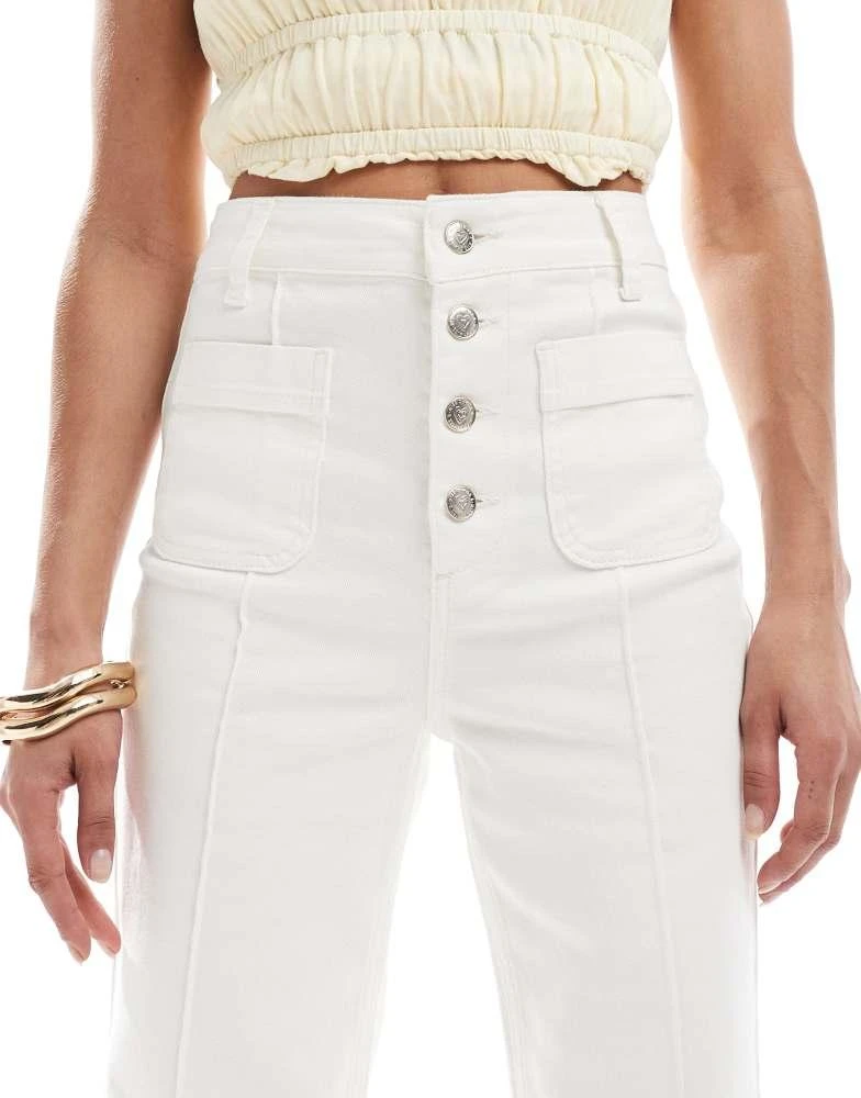 Miss Selfridge Miss Selfridge patch pocket  high waist 70's denim flare in ecru wash 5