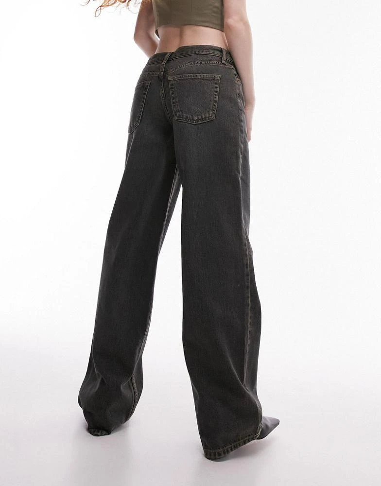 Topshop Topshop low rise loose jeans in dirty green cast 5