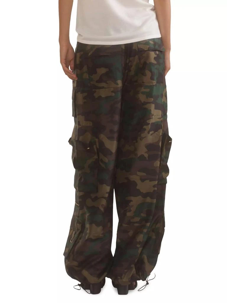 Cynthia Rowley Camouflage Wide-Leg Nylon Cargo Pants 4