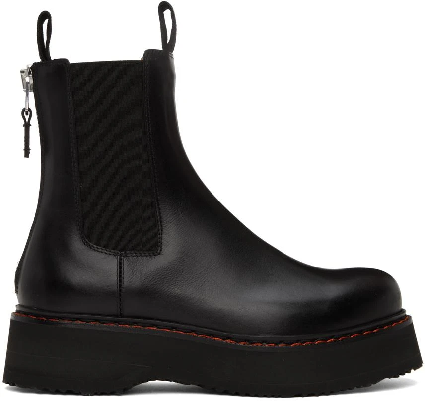 R13 Black Single Stack Chelsea Boots 1