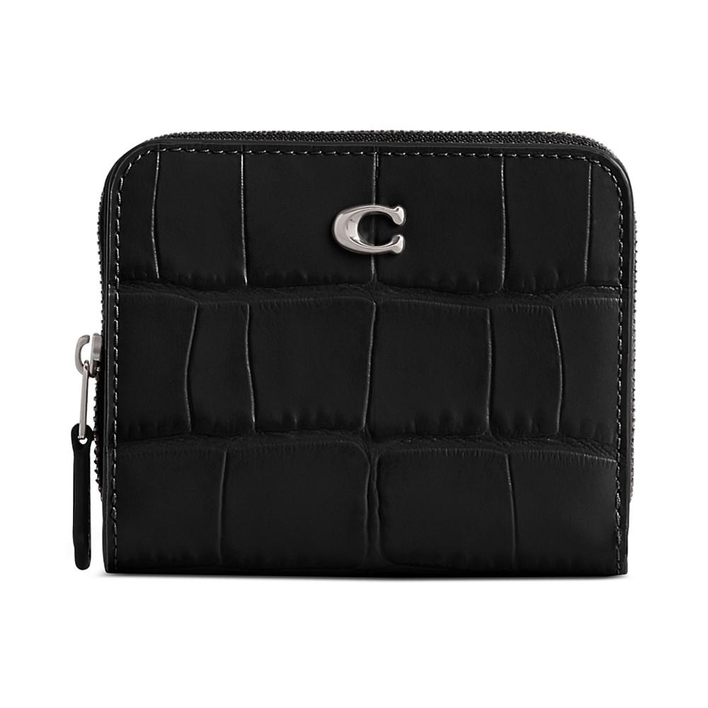 COACH Embossed Croc Leather Billfold Wallet