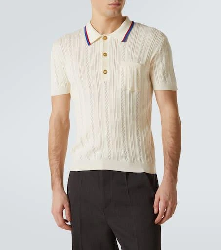 Valentino Cable-knit cotton polo sweater 3