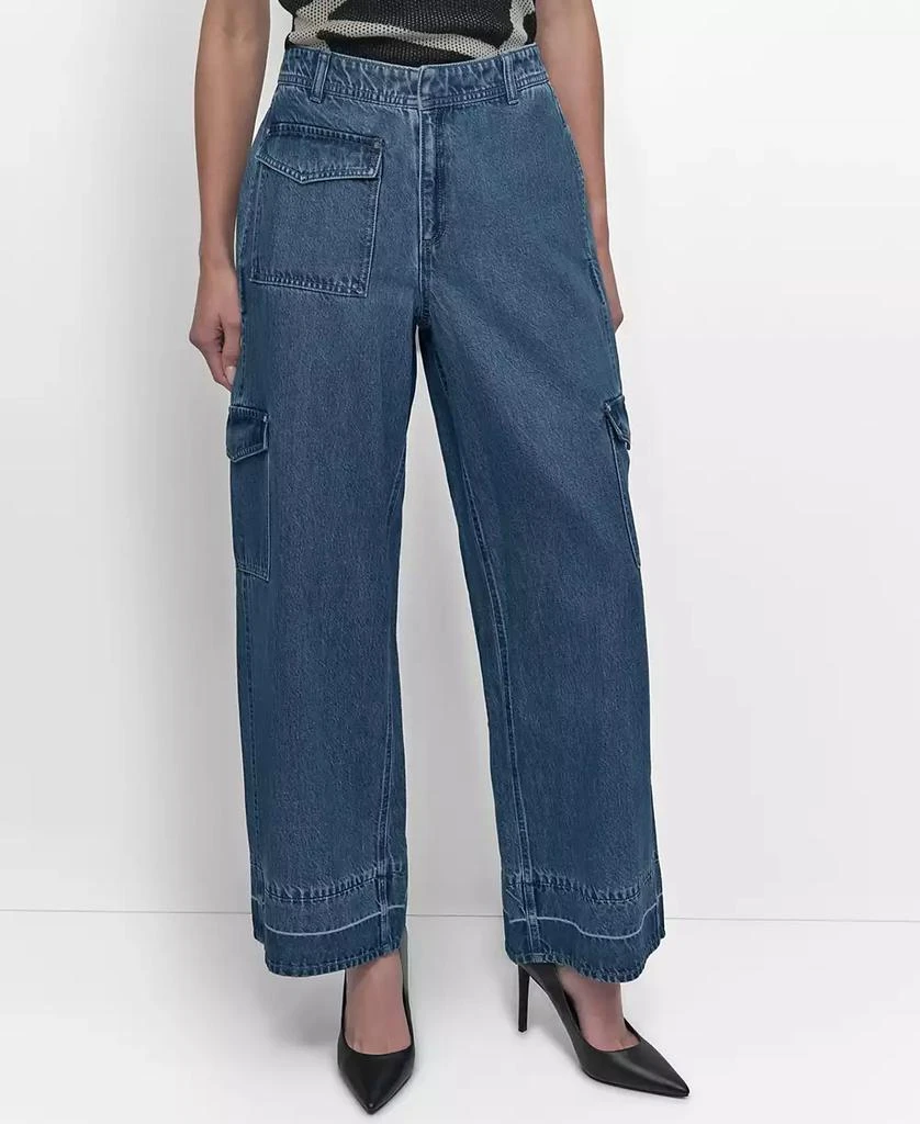 DKNY Women's Release-Hem Wide-Leg Cargo Jeans 1