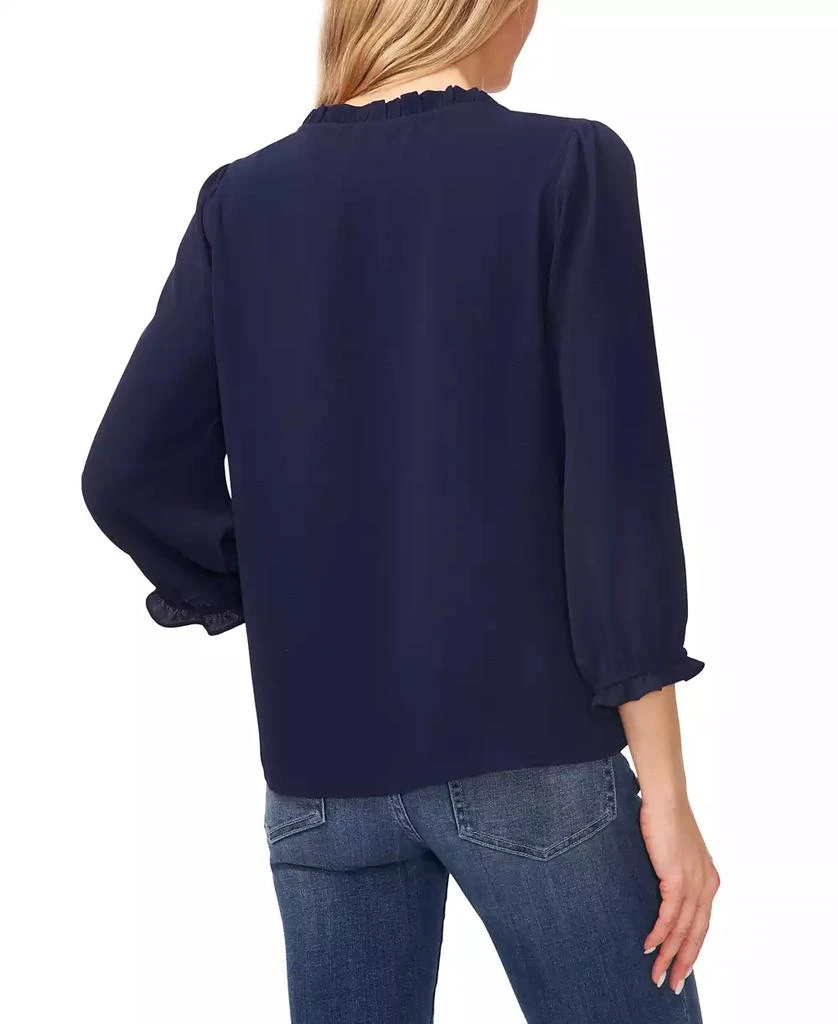 CeCe Women's Ruffled Button Front 3/4-Sleeve Blouse 2