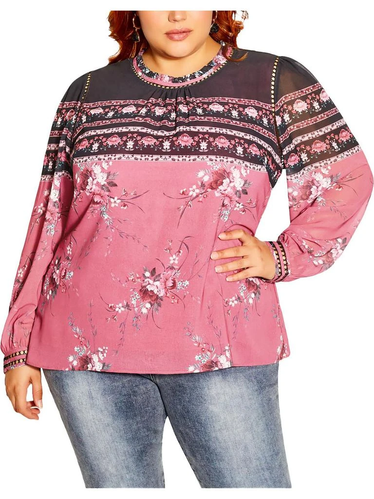 City Chic Adele Womens Colorblock Polyester Blouse 1