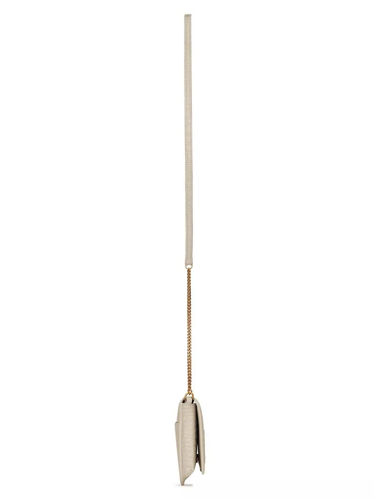 Yves Saint Laurent Cassandre Phone Holder with Strap in Shiny Crocodile-Embossed Leather 5