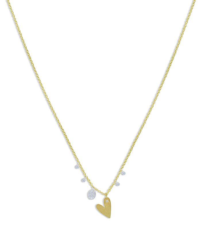 Meira T 14K Yellow & White Gold Diamond Heart Pendant Necklace, 16"-18"