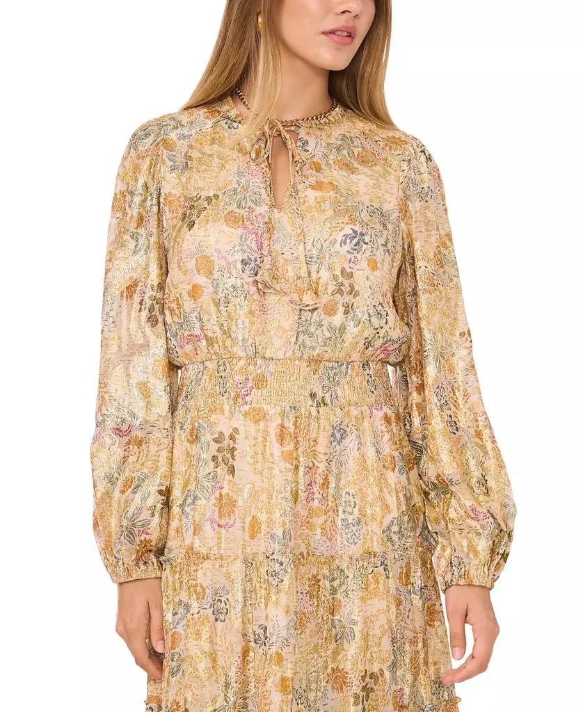 1. State Women's Printed Smocked-Waist Tiered Maxi Dress 3
