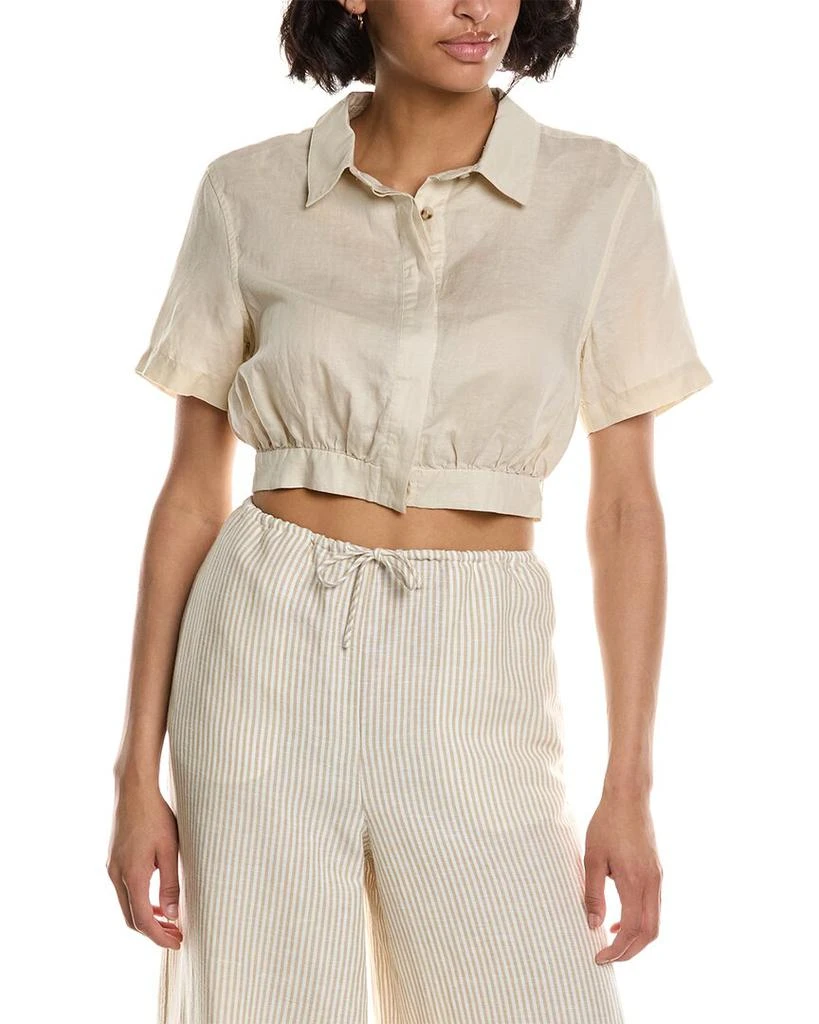 Onia Air Linen-Blend Cropped Button Down 1