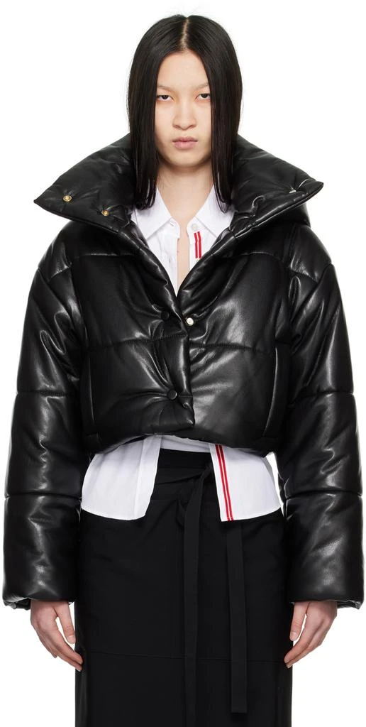 Nanushka Black Aveline Vegan Leather Puffer Jacket 1