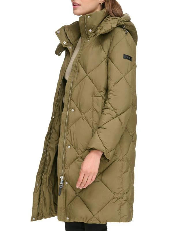 DKNY Diamond Quilted & Hooded Puffer Coat 3