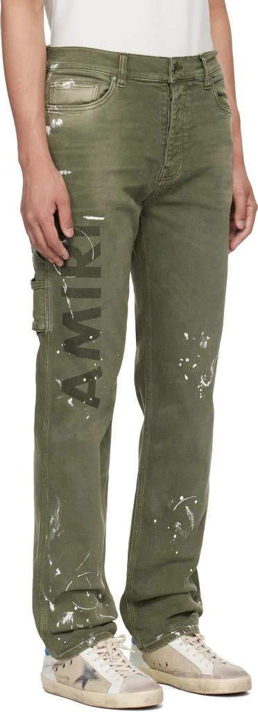 AMIRI Khaki Army Logo Painted Slim Workman Jeans 2