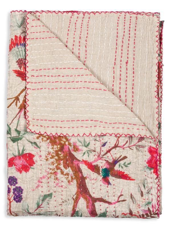 TAJ HOTEL Kantha Quilted Floral Patchwork Throw