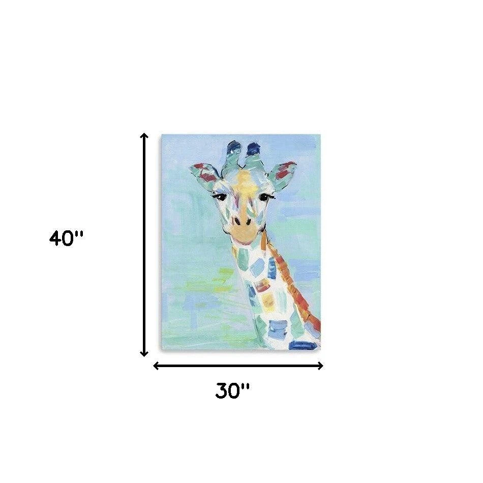 Hivvago 40" x 30" Pastel Patchwork Giraffe Canvas Wall Art 2