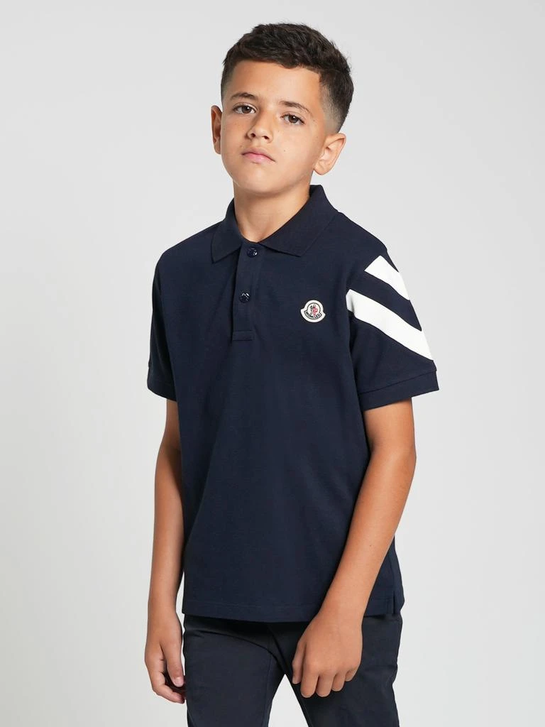 Moncler Moncler Enfant Boys Logo Polo Shirt in Navy 1