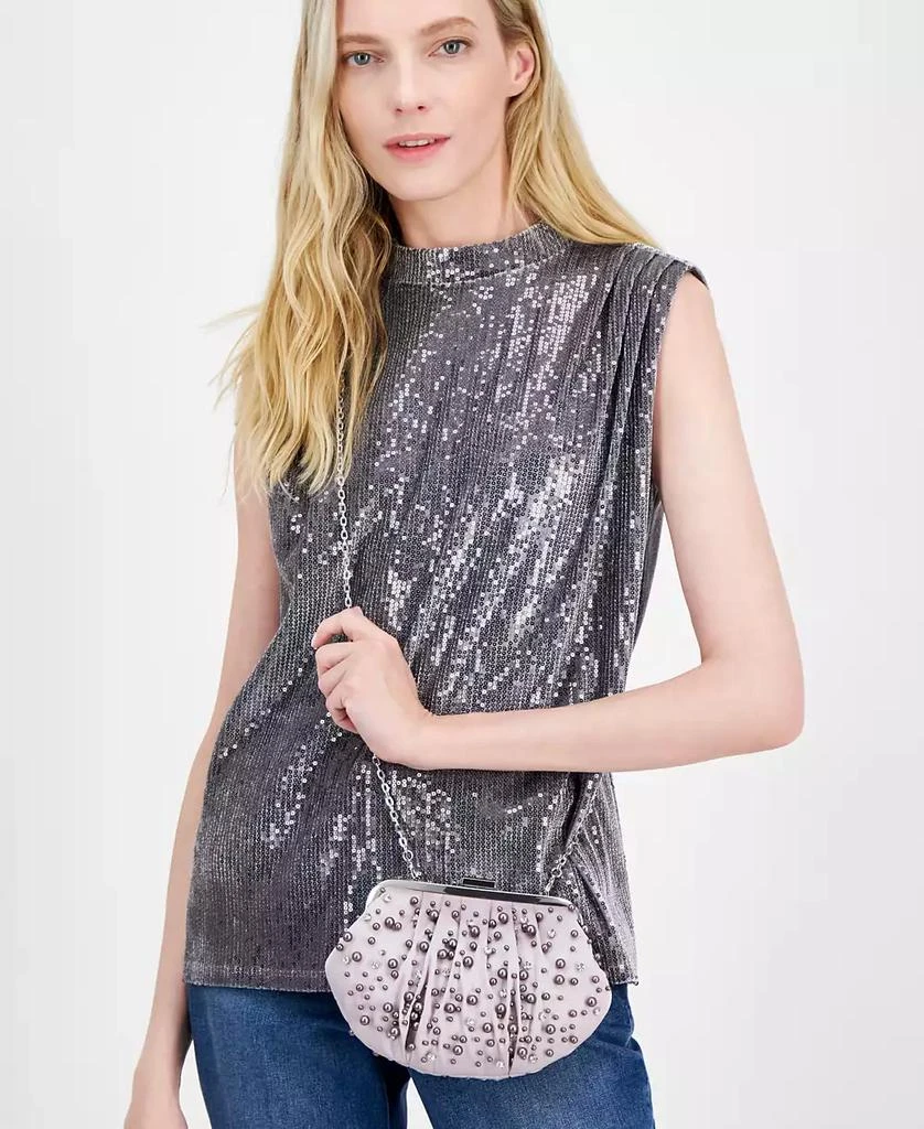 INC International Allover Pearl and Crystal Small Satin Clutch, Exclusively at Macy's 2