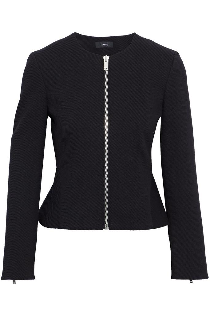 Theory Ribbed cotton-blend peplum jacket