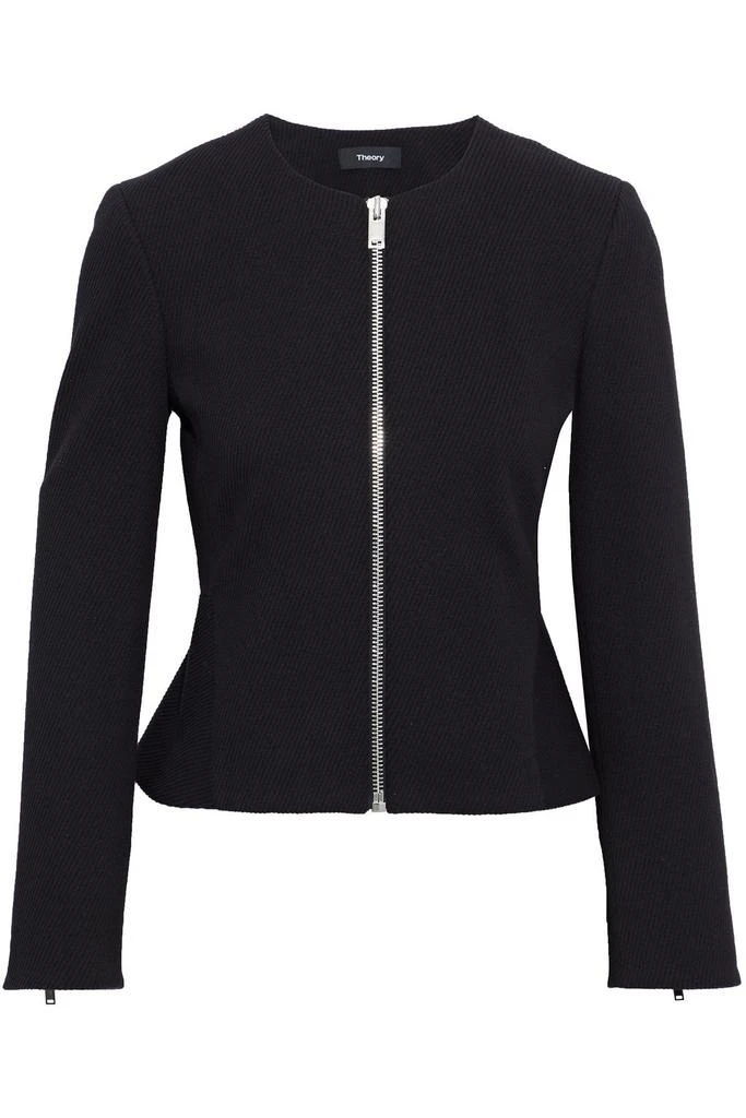 Theory Ribbed cotton-blend peplum jacket 1