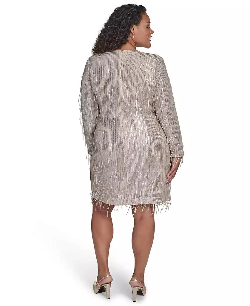 Plus Size Long Sleeve Sequin Cocktail Dress